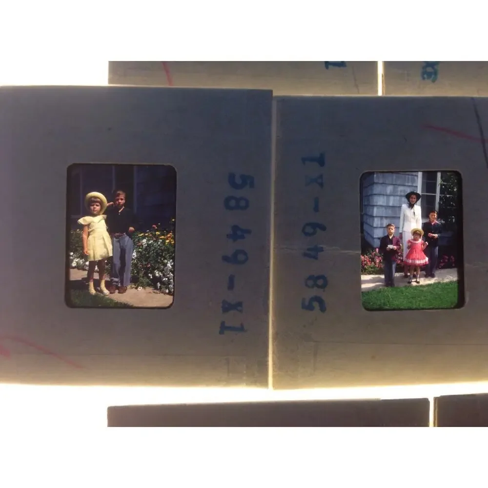 Lot of 7 Vtg 1940s Kodachrome Portraits Children Family Photograph Color Slides